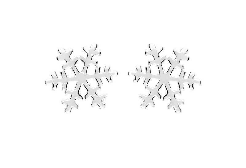 LÖB Paar Ohrstecker Edelstahl Ohrstecker Schneeflocke Weihnachten Winter Ohrringe Silber (Geschenke für Frauen Beste Freundin Mutter Mama Damen zum Geburtstag Weihnachten Weihnachtsgeschenke), 18K Weißgold vergoldet Stecker Klein Snowflake Weihnachtsohrringe von LÖB