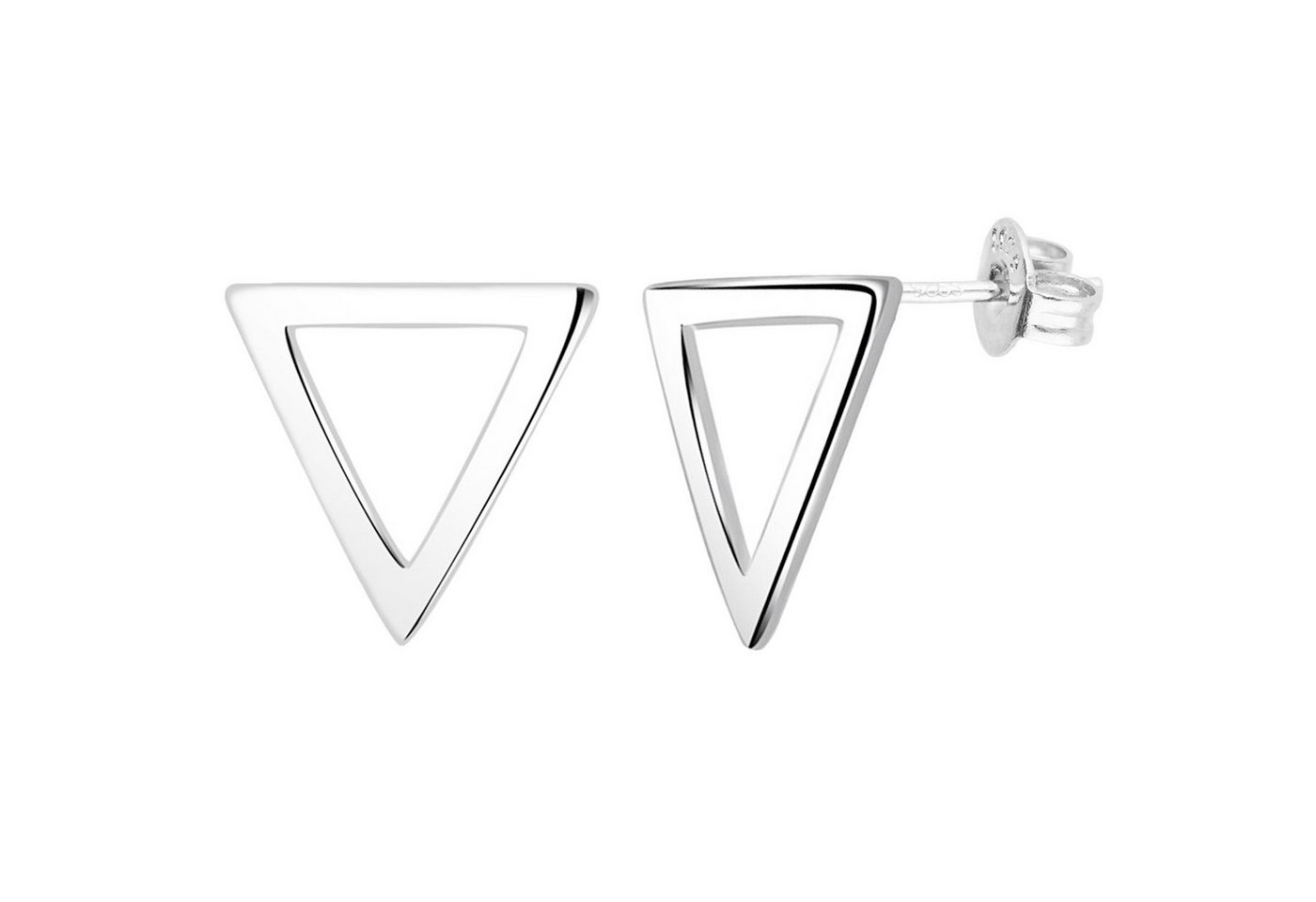 LÖB Paar Ohrstecker Ohrringe Silber Dreieck Ohrstecker Flach Offen Minimalistisch Modern (Geschenke für Frauen Freundin Mutter Mama zum Geburtstag Muttertag Muttertagsgeschenk, Inkl. Schmuckbox), Damen Stecker Groß Triangle Geometrisch Filigran Brautschmuck Braut von LÖB