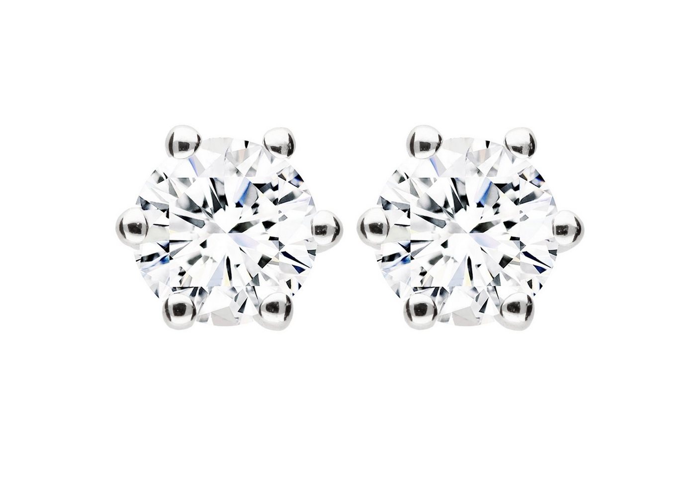 LÖB Paar Ohrstecker Ohrringe 925 Silber Hexagon Zirkonia Stein Ohrstecker Damen Herren (Geschenke für Frauen Freundin Mutter Mama zum Geburtstag Muttertag Muttertagsgeschenk, Inkl. Schmuckbox), Diamant Form Strass Glitzer Hexagonal Solitär Stecker Klein Weiß von LÖB