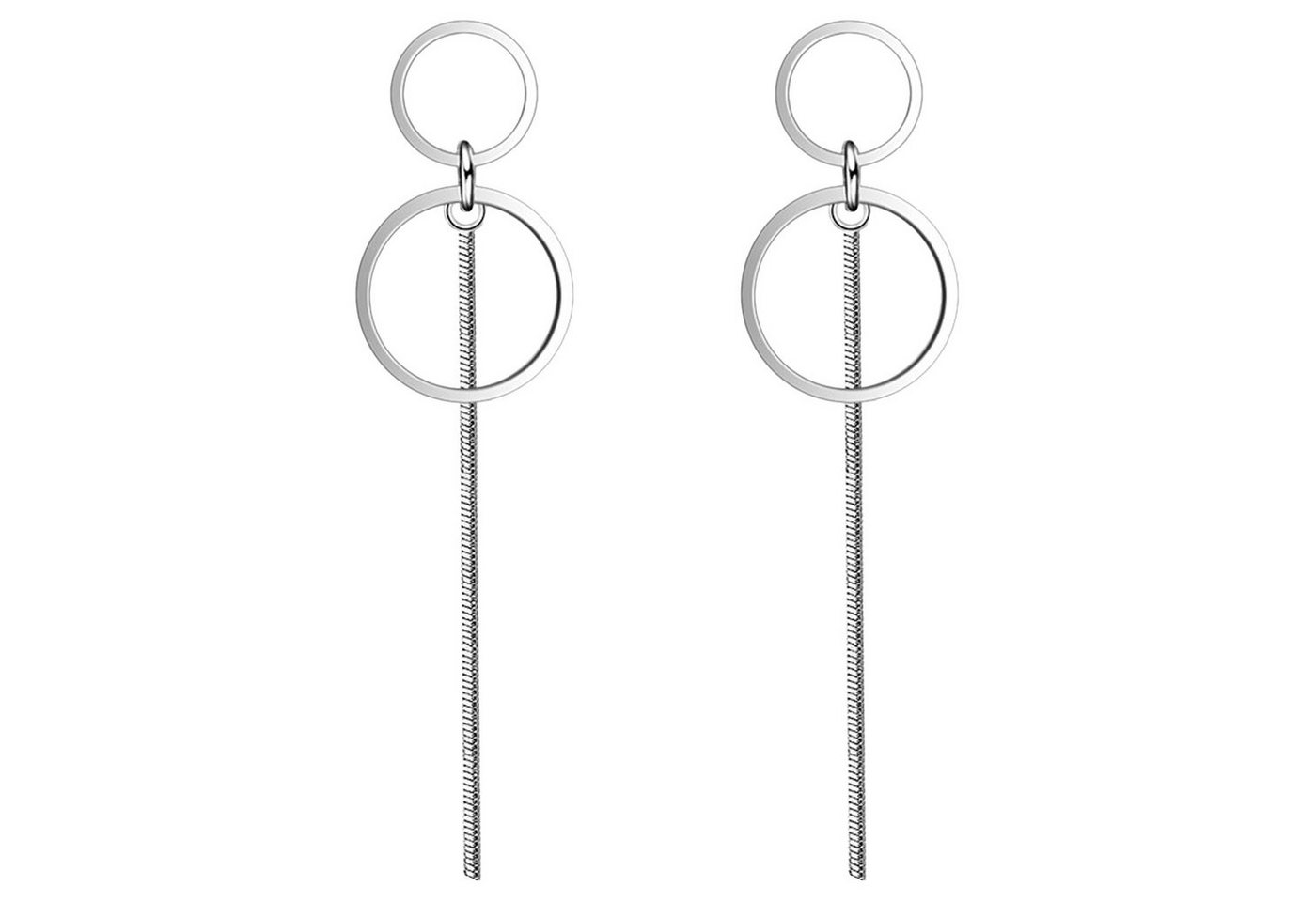 LÖB Paar Ohrstecker Ohrringe Silber Kreis Offen Stab Hängend Modern Minimalistisch Lang (Geschenke für Frauen Freundin zum Geburtstag Ostern, Inkl. Schmuckbox), Damen Ohrstecker Hängend Ringe Anhänger Stecker Ohrhänger Schmal Dünn von LÖB