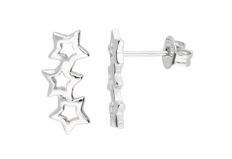 LÖB Paar Ohrstecker Silber Ohrringe Sterne Bogen Ohrstecker Damen Ohrkletter Modern Klein (Geschenke für Frauen Beste Freundin Mutter Mama Damen zum Geburtstag Weihnachten Weihnachtsgeschenke, Inkl. Schmuckbox), Climber Ohr Kletter Sternchen Minimalistisch Ohrmanschette Geometrisch von LÖB