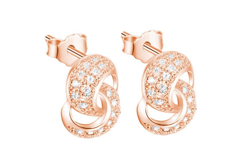 LÖB Paar Ohrstecker 18K Roségold Vergoldet Ohrringe Zirkonia Steine Unendlichkeit Stecker (Geschenke für Frauen Beste Freundin Mutter Mama Damen zum Geburtstag Weihnachten Weihnachtsgeschenke, Inkl. Schmuckbox), Damen Infinity Ohrstecker Glitzer Strass Modern Unendlichkeitszeichen von LÖB