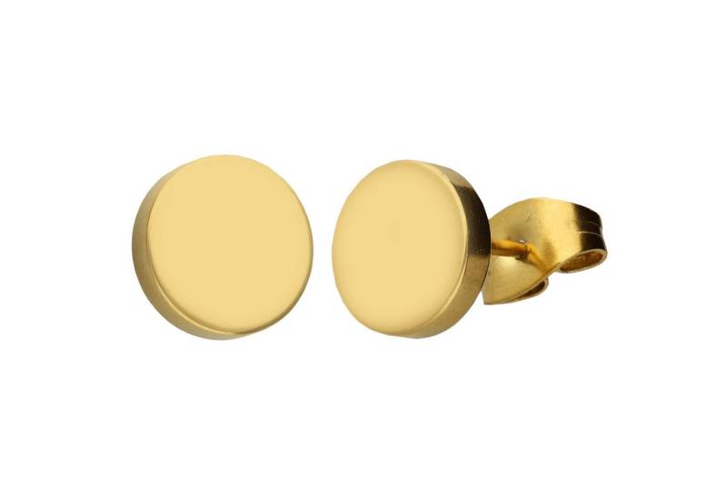 LÖB Paar Ohrstecker Edelstahl 18K Gold vergoldet Ohrringe Rund Platte Flach Kreis Glänzend (Geschenke für Frauen Beste Freundin Mutter Mama Damen zum Geburtstag Weihnachten Weihnachtsgeschenke, Inkl. Schmuckbox), Ohrstecker Klein Modern Minimalistisch Fake Ohr Plug Damen Herren von LÖB