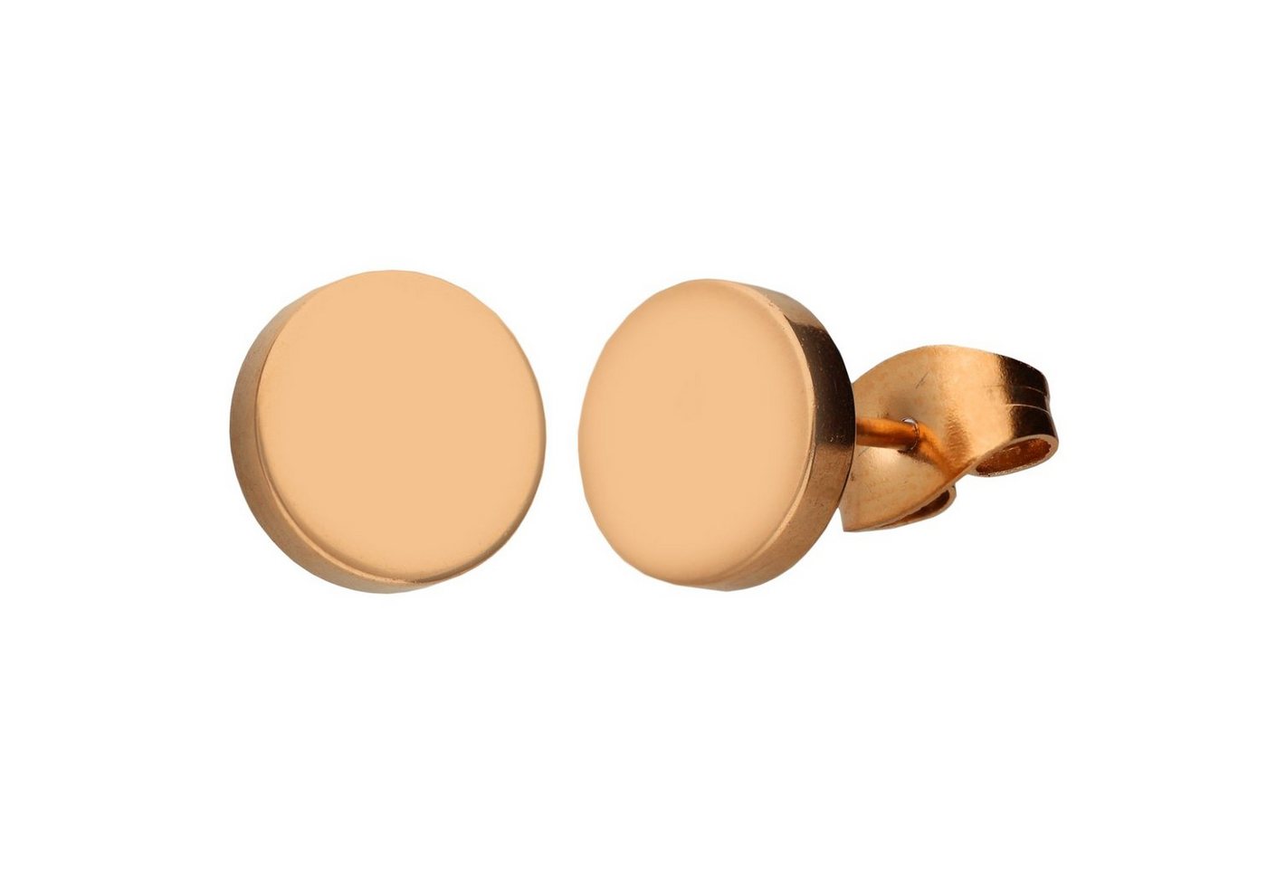 LÖB Paar Ohrstecker Ohrringe Edelstahl Rund Kreis Platte Plug Rosegold, Damen Herren Ohrstecker mit Platten Modern Flach Kreise Rosegold Gold von LÖB