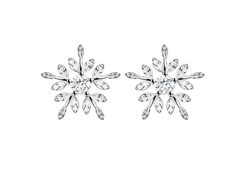 LÖB Paar Ohrstecker 925 Silber Ohrringe Schneeflocke Zirkonia Weihnachten Ohrstecker Klein (Geschenke für Frauen Beste Freundin Mutter Mama Damen zum Geburtstag Weihnachten Weihnachtsgeschenke, Inkl. Schmuckbox), Weihnachtsmotiv Snowflake Stein Winter Weihnachtsohrringe Damen Herren von LÖB