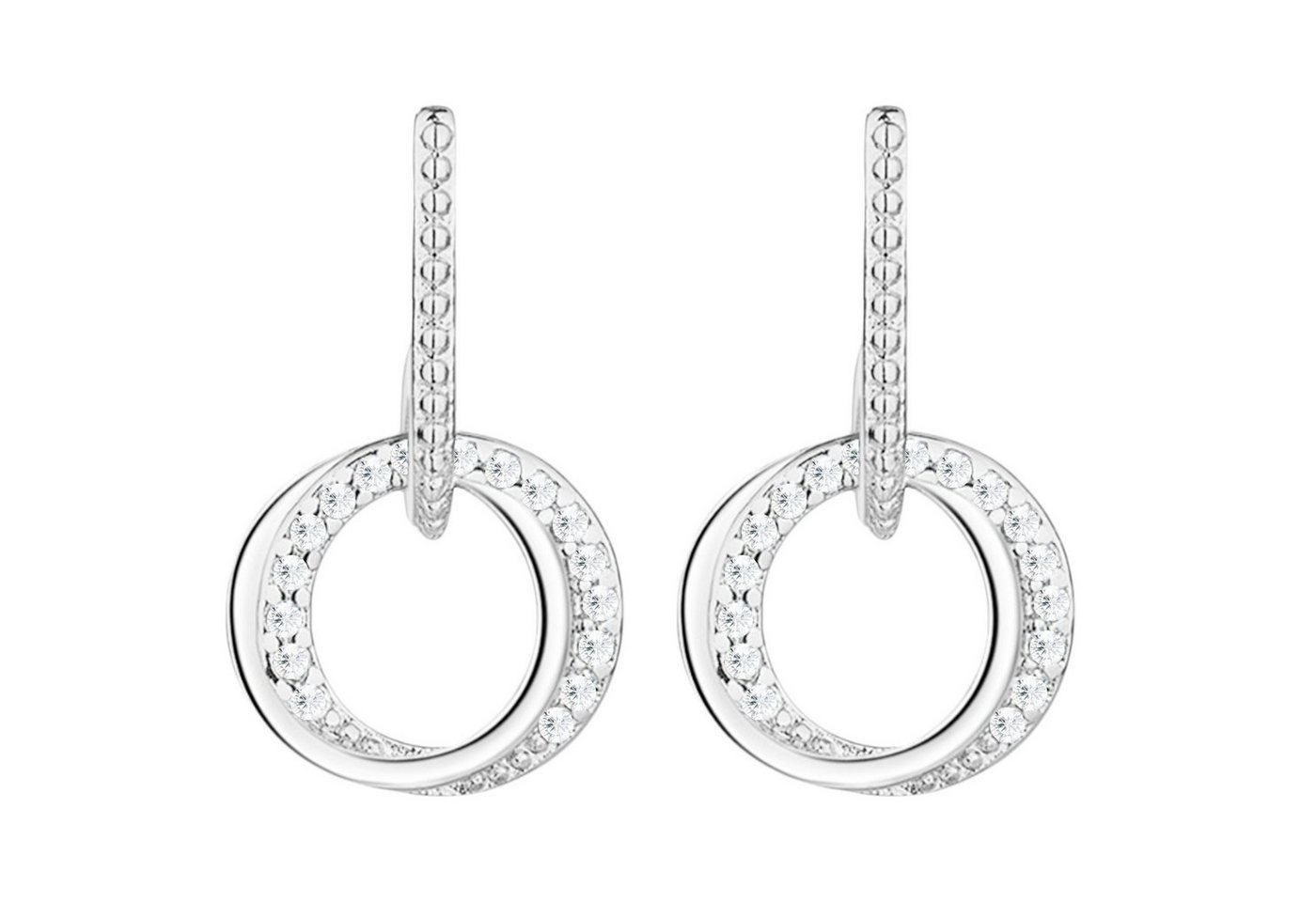 LÖB Paar Ohrstecker Ohrstecker 925 Silber mit Kreis Offen Steine Stab, Damen Silberohrringe Ring Anhänger Zirkonia Ohrringe Kreise Ringe Modern Braut Brautschmuck schmal flach dünn rund klein von LÖB