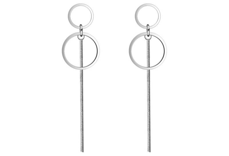 LÖB Paar Ohrstecker Silber Ohrringe Hängend Kreis Ring Stab Anhänger Ohrstecker XXL Lang (Geschenke für Frauen Beste Freundin Mutter Mama Damen zum Geburtstag Weihnachten Weihnachtsgeschenke, Inkl. Schmuckbox), Modern Minimalistisch Geometrisch Dezent Filigran Zart Schmuck von LÖB