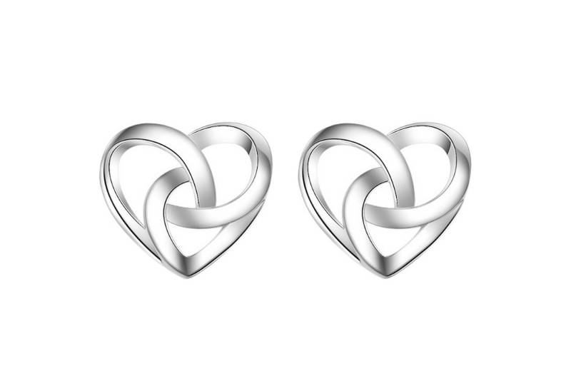 LÖB Paar Ohrstecker Silber Ohrringe Infinity Herz Knoten Ohrstecker Herzform Flach Stecker (Geschenke für Frauen Beste Freundin Mutter Mama Damen zum Geburtstag Weihnachten Weihnachtsgeschenke, Inkl. Schmuckbox), Damen Schlicht Herzen Herzchen Brezel Oktoberfest Dirndl Tracht Dünn von LÖB