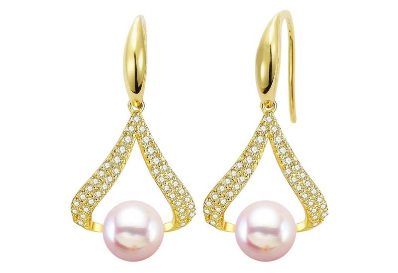 LÖB Perlenohrringe 925 Silber Gold Ohrringe Hängend Zuchtperlen Zirkonia Tropfen Anhänger (Geschenke für Frauen Beste Freundin Mutter Mama Damen zum Geburtstag Weihnachten Weihnachtsgeschenke, Inkl. Schmuckbox), Damen Ohrhänger Perlenohrringe Perlen Strass Steine Brautschmuck Rosa LÖB Perlenohrringe 925 Silber Gold Ohrringe Hängend Zuchtperlen Zirkonia Tropfen Anhänger (Geschenke für Frauen Beste Freundin Mutter Mama Damen zum Geburtstag Weihnachten Weihnachtsgeschenke, Inkl. Schmuckbox), Damen Ohrhänger Perlenohrringe Perlen Strass Steine Brautschmuck Rosa von LÖB