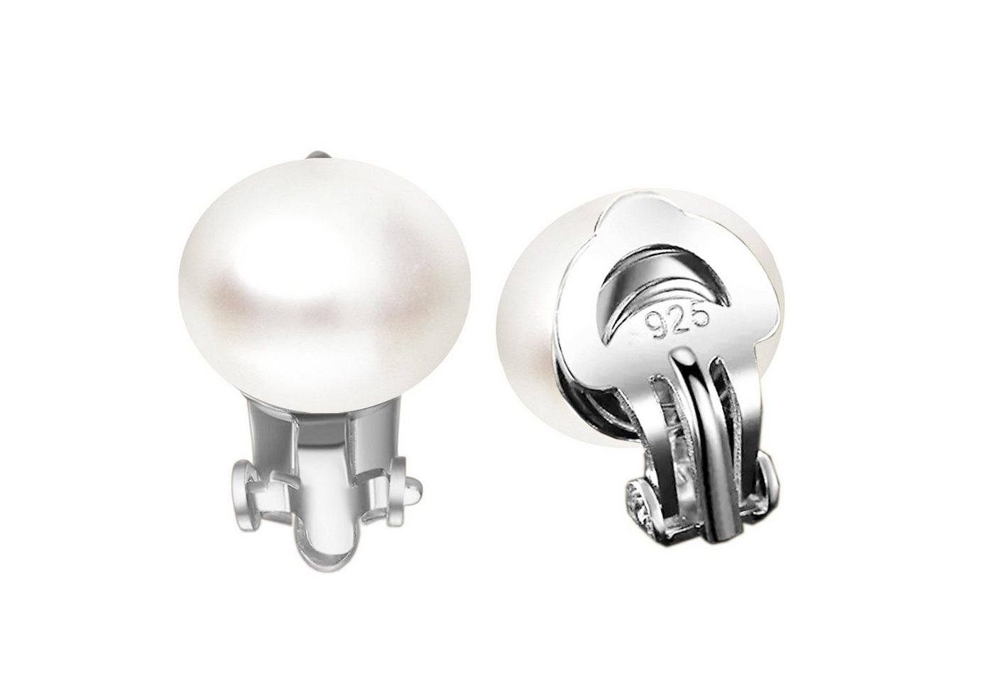 LÖB Perlenohrringe 925 Silber Ohrclips Zuchtperlen Perlen Ohrringe Weiß ohne Ohrlöcher (Geschenke für Frauen Beste Freundin Mutter Mama Damen zum Geburtstag Weihnachten Weihnachtsgeschenke), Tropfen Perlenohrringe Clips Löcher Süßwasserperlen Brautschmuck Rund von LÖB