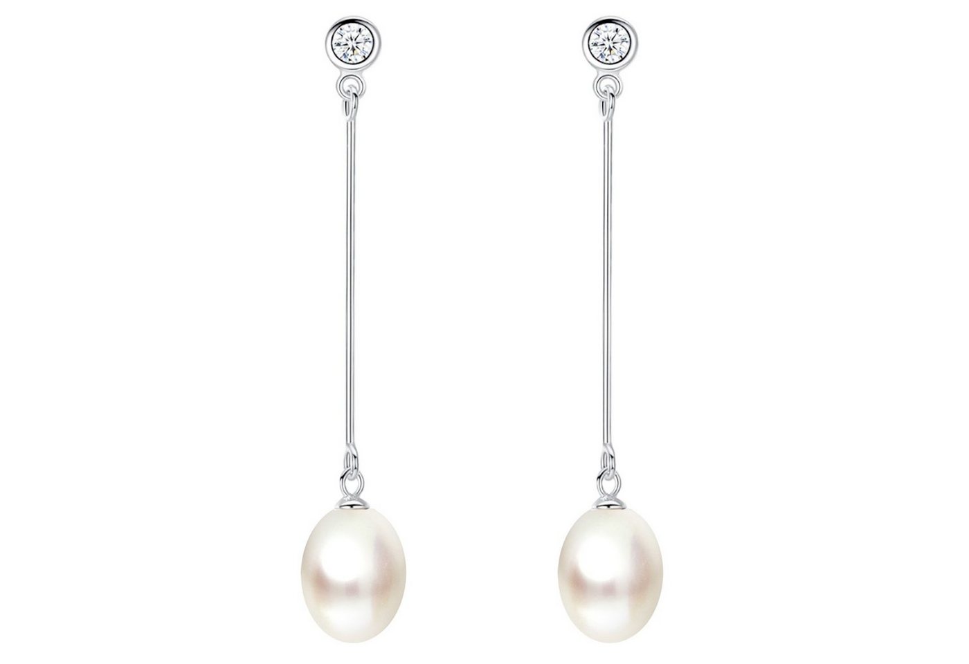 LÖB Perlenohrringe 925 Silber Ohrringe Hängend Zuchtperlen Zirkonia Tropfen Anhänger Lang (Geschenke für Frauen Beste Freundin Mutter Mama Damen zum Geburtstag Weihnachten Weihnachtsgeschenke, Inkl. Schmuckbox), Damen Ohrhänger Perlenohrringe Perlen Strass Stein Brautschmuck weiß von LÖB