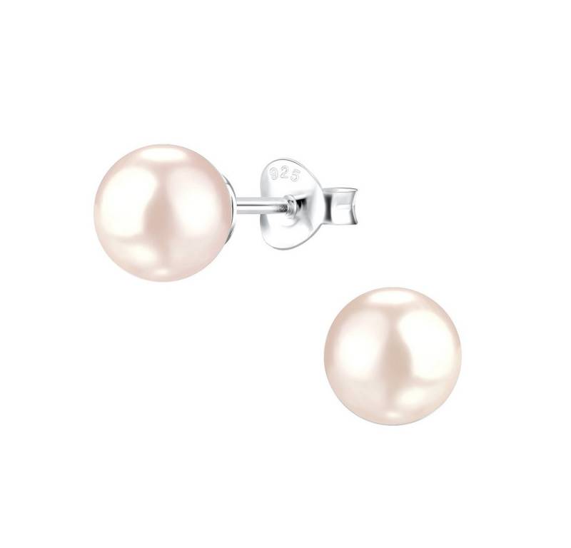 LÖB Perlenohrringe 925 Silber Ohrringe Perlen Rosa Ohrstecker Perlenohrringe 8mm Rund (Geschenke für Frauen Beste Freundin Mutter Mama Damen zum Geburtstag Weihnachten Weihnachtsgeschenke), Stecker Klein Perlenohrstecker Dezent Klassisch Perlenschmuck Tropfen von LÖB