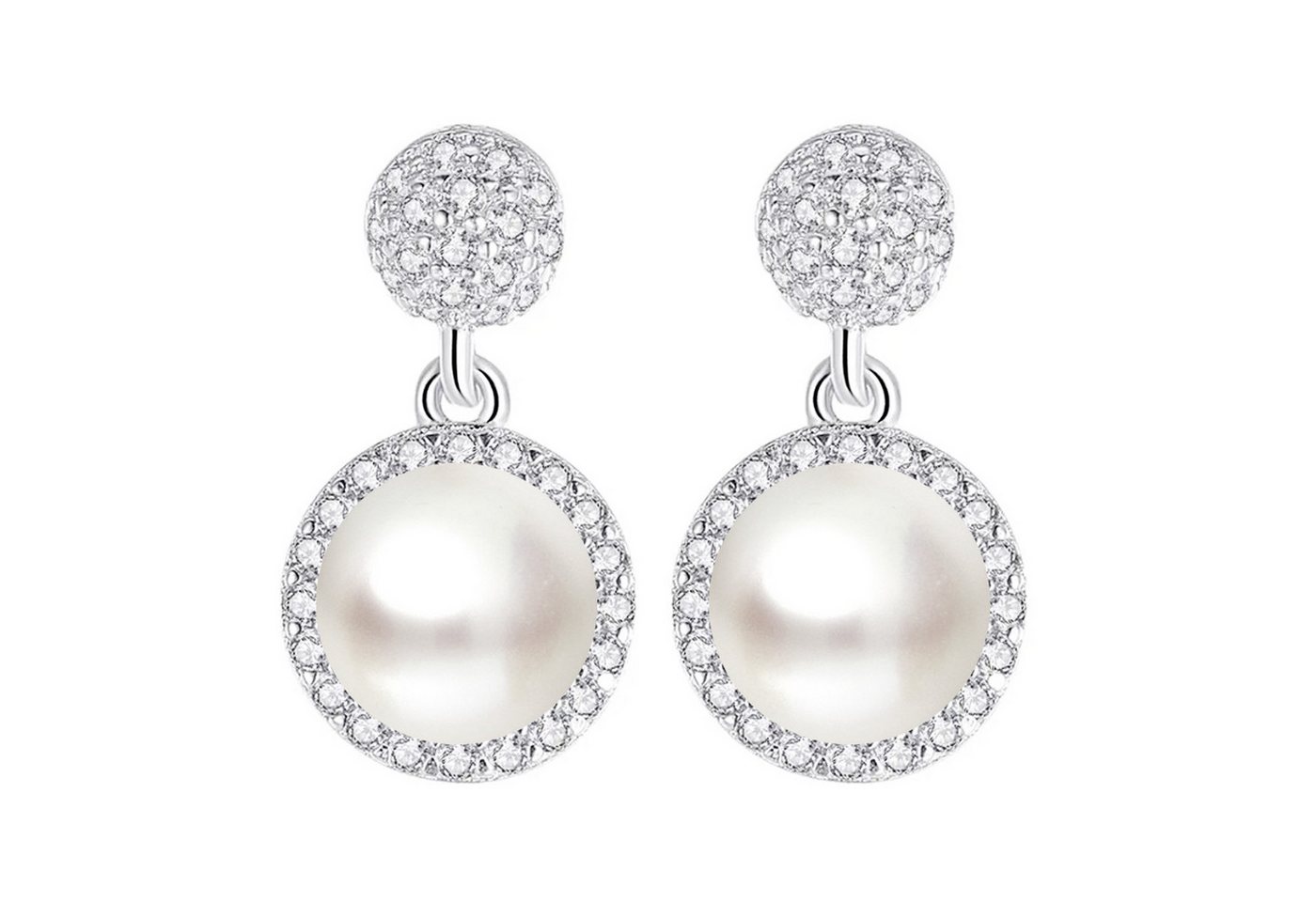 LÖB Perlenohrringe 925 Silber Perlenohrringe Ohrringe Hängend Tropfen Zuchtperlen Perle (Geschenke für Frauen Beste Freundin Mutter Mama Damen zum Geburtstag Weihnachten Weihnachtsgeschenke), Damen Ohrstecker Glitzer Strass Steine Anhänger Brautschmuck Weiß von LÖB
