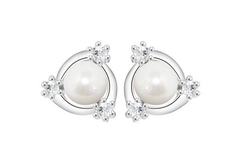 LÖB Perlenohrringe Damen Perlenohrringe Ohrstecker Ohrringe mit Perlen Zirkonia Silber (Geschenke für Frauen Beste Freundin Mutter Mama Damen zum Geburtstag Weihnachten Weihnachtsgeschenke, Inkl. Schmuckbox), Strass Steine Stecker Perlenohrstecker Klein Weiß Brautschmuck Braut von LÖB