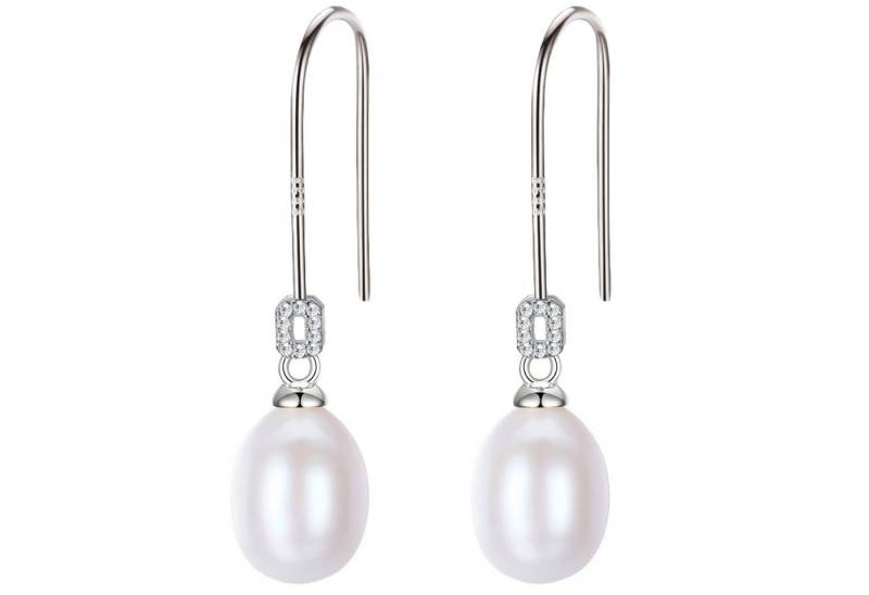 LÖB Perlenohrringe 925 Silber Ohrringe Hängend Zuchtperlen Zirkonia Tropfen Anhänger weiß (Geschenke für Frauen Freundin Mutter Mama zum GGeschenke für Frauen Beste Freundin Mutter Mama Damen zum Geburtstag Weihnachten Weihnachtsgeschenkeeburtstag Weihnachten Weihnachtsgeschenke, Inkl. Schmuckbox), Damen Ohrhänger Perlenohrringe Perlen Strass Steine Brautschmuck von LÖB