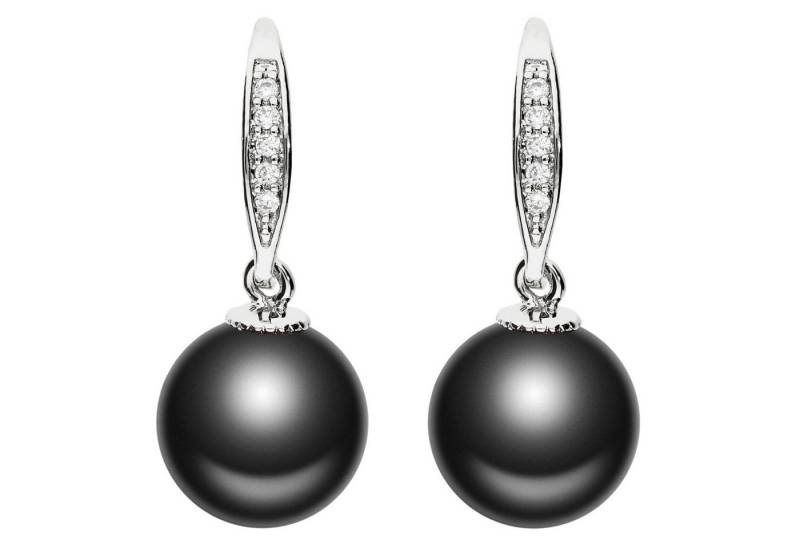 LÖB Perlenohrringe Ohrringe Hängend Zirkonia Tropfen Perlen Perlenohrringe silber schwarz (Geschenke für Frauen Beste Freundin Mutter Mama Damen zum Geburtstag Weihnachten Weihnachtsgeschenke, Inkl. Schmuckbox), Damen Ohrhänger Stein Perlenanhänger Anhänger Brautschmuck Tropenform von LÖB