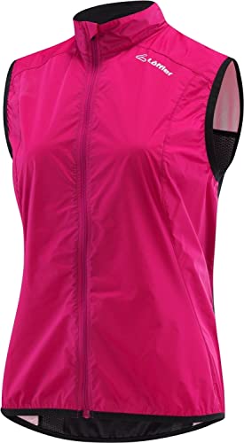 Löffler W Bike Vest Wpm Pocket Pink - Winddichte wasserabweisende Damen Fahrradweste, Größe 42 - Farbe Ruby von Löffler