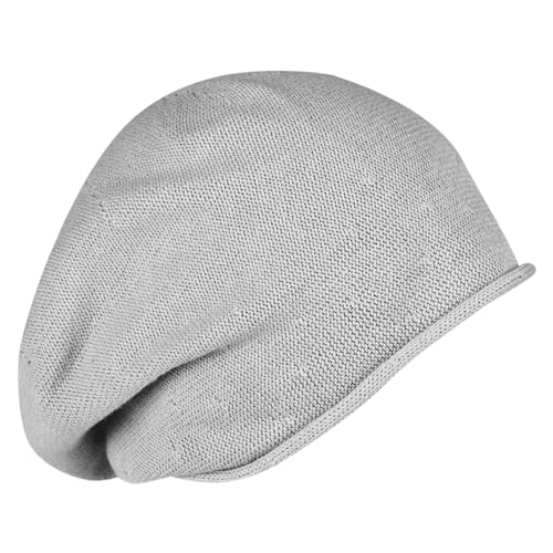 LOEVENICH Beanie Mütze aus Baumwolle mit Rollrand – die leichtere und sommerlichere Mütze für jeden Tag (Silber meliert) von LOEVENICH