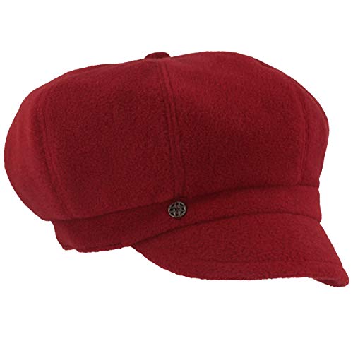 Damen Winter-Ballonmütze |Schirmmütze | Winter-Mütze aus warmen Polar Soft Fleece – Knautschbar mit Gummizug (One Size, Dark Red) von LOEVENICH