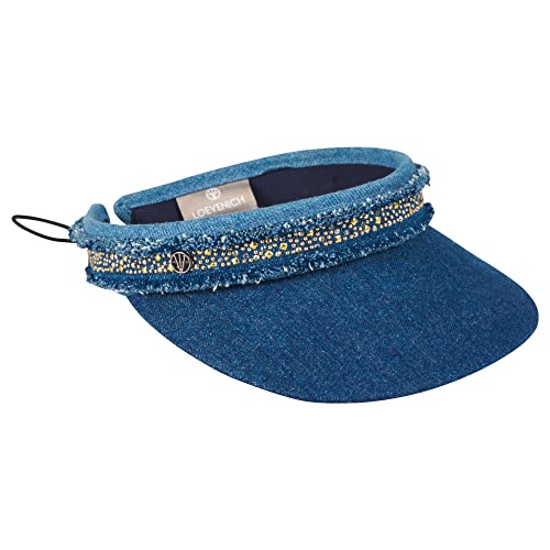 LOEVENICH Visor aus Baumwolle mit Glitzersteinchen in zwei Farben, verstellbar - Farbe: Multi Denim von LOEVENICH