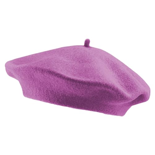 LOEVENICH Damen Baskenmütze Wollbaske Künstler-Kappe aus Reiner Schurwolle (Violett) von LOEVENICH