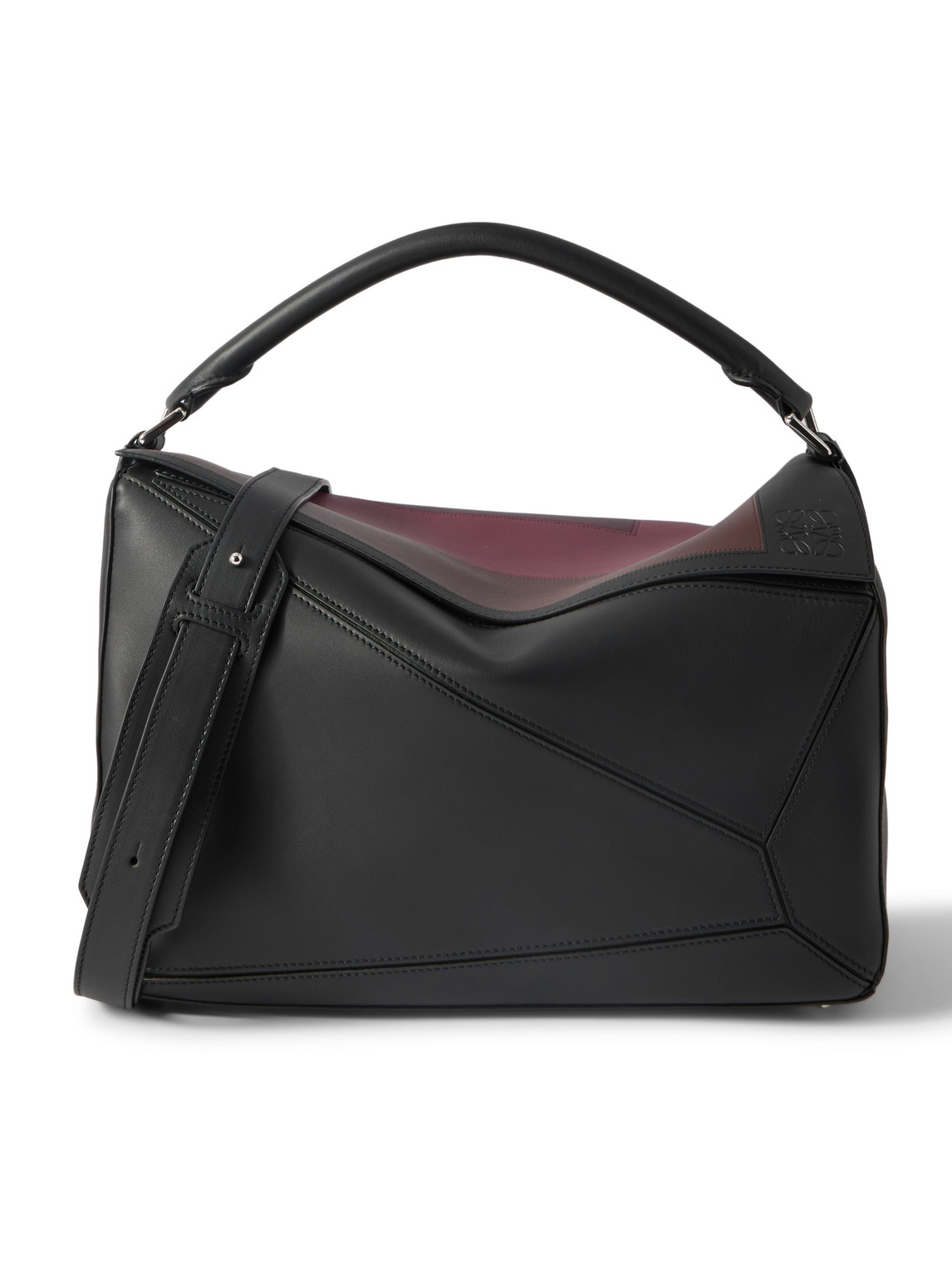 LOEWE - Albers Puzzle Edge Large Logo-Debossed Leather Messenger Bag - Men - Burgundy von LOEWE