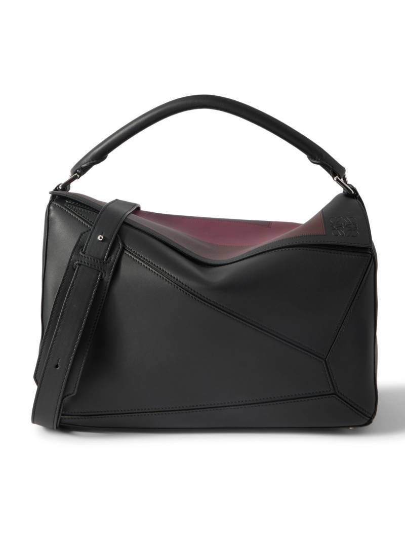 LOEWE - Albers Puzzle Edge Large Logo-Debossed Leather Messenger Bag - Men - Burgundy von LOEWE