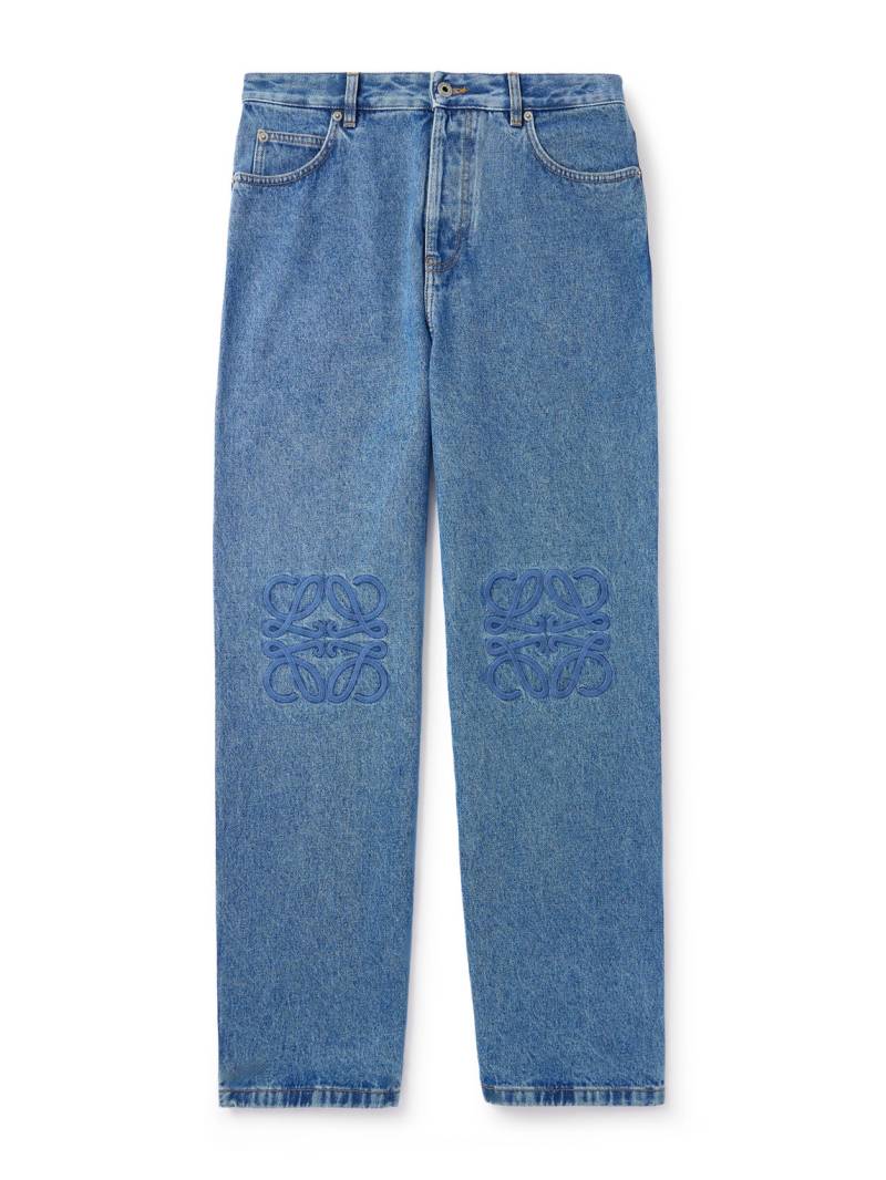 LOEWE - Anagram Wide-Leg Logo-Embroidered Jeans - Men - Blue - IT 52 von LOEWE