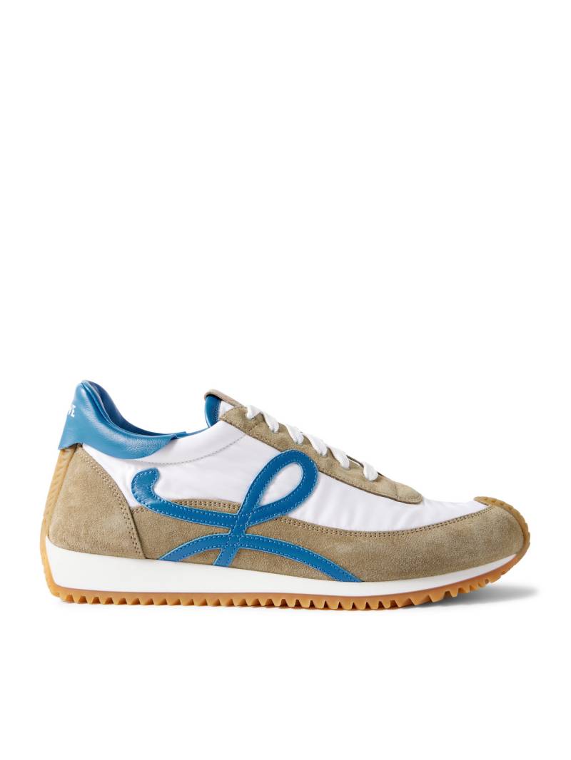 LOEWE - Flow Runner 2.0 Leather-Trimmed Suede and Nylon Sneakers - Men - White - EU 42 von LOEWE
