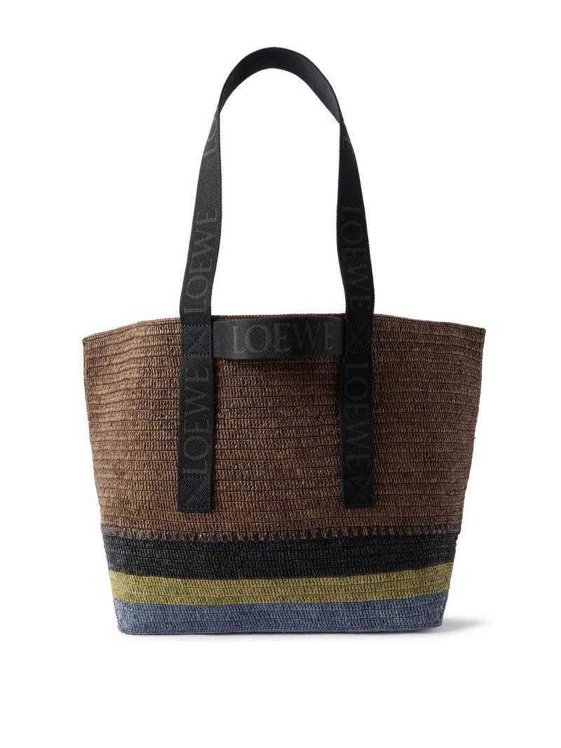 LOEWE - Fold Webbing-Trimmed Striped Raffia Tote Bag - Men - Brown von LOEWE