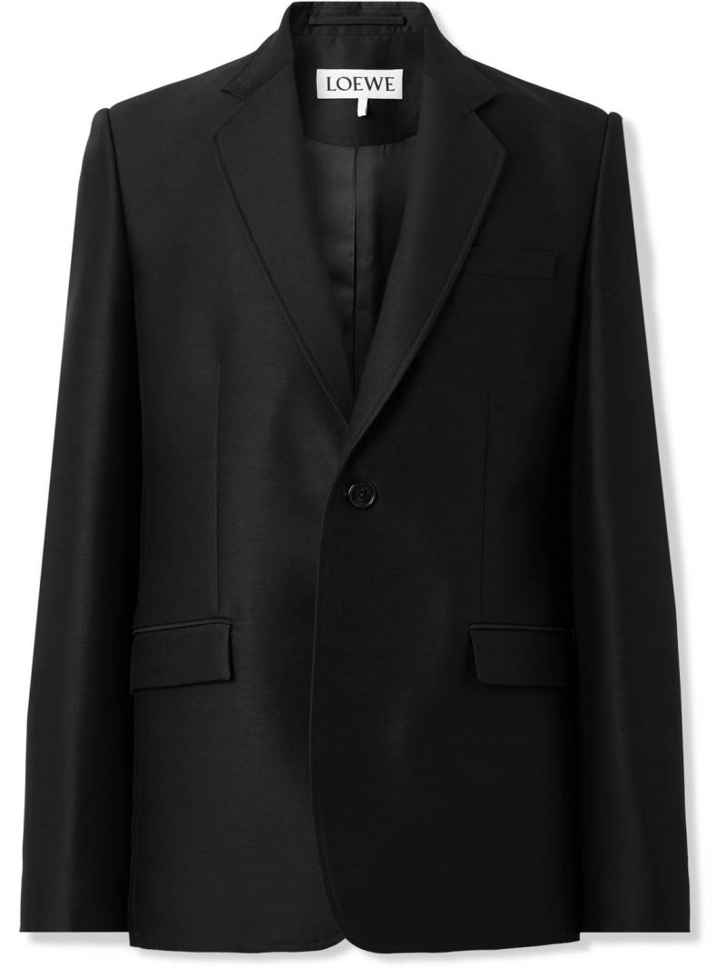 LOEWE - Grain de Poudre Wool and Silk-Blend Blazer - Men - Black - IT 50 von LOEWE