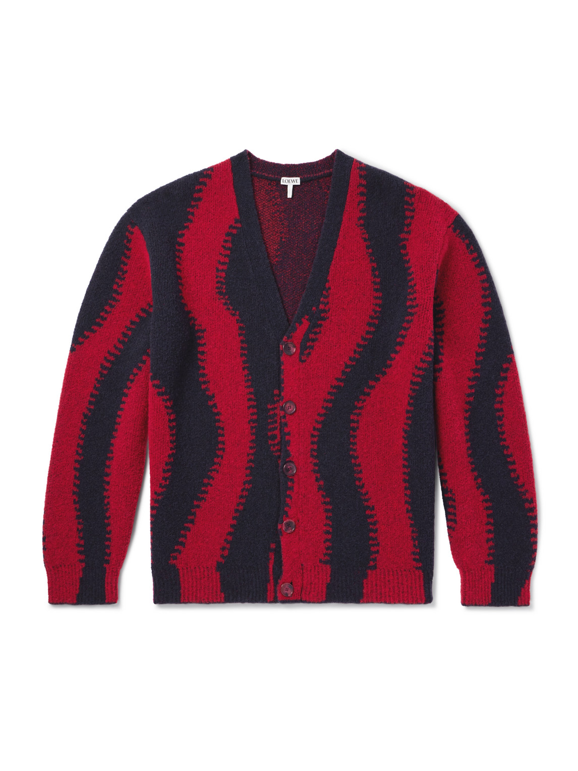 LOEWE - Jacquard-Knit Wool-Blend Cardigan - Men - Red - M von LOEWE