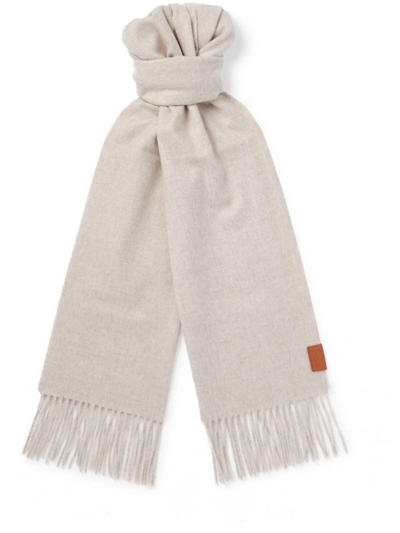 LOEWE - Logo-Appliquéd Fringed Cashmere Scarf - Men - Neutrals von LOEWE