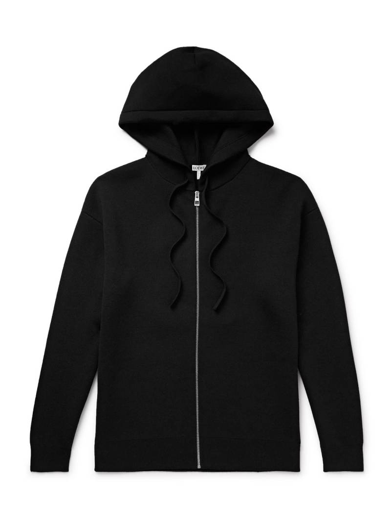 LOEWE - Logo-Embossed Wool-Blend Zip-Up Hoodie - Men - Black - M von LOEWE