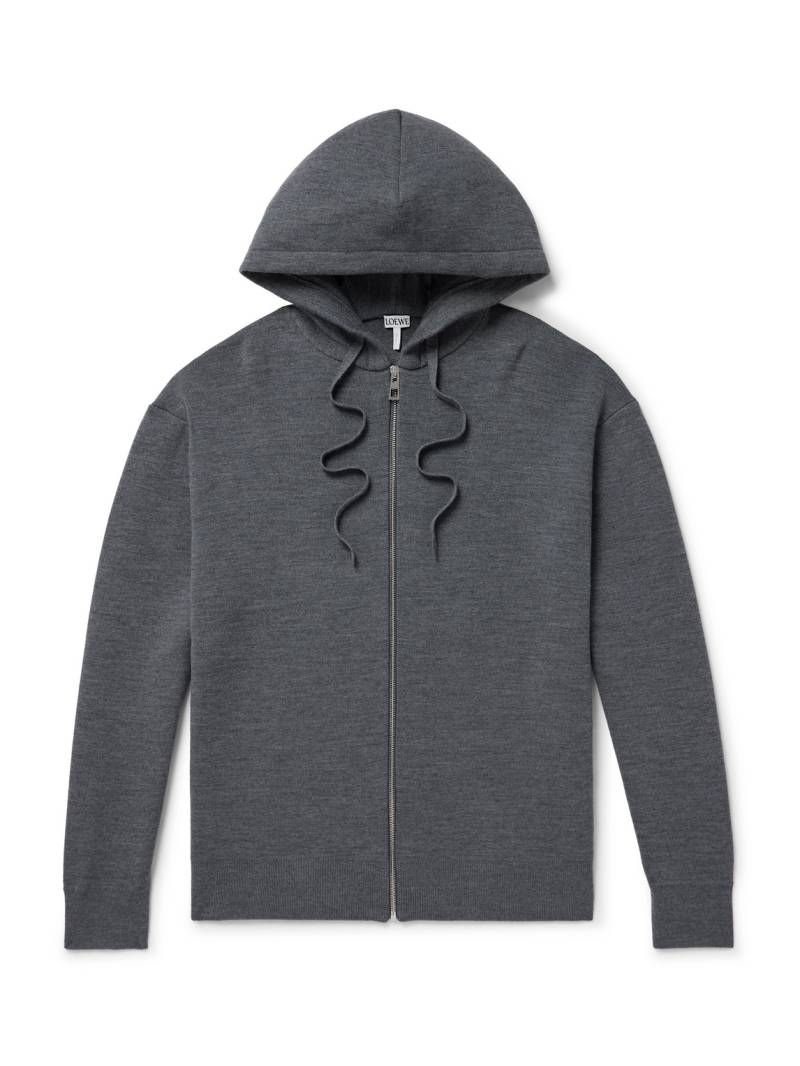 LOEWE - Logo-Embossed Wool-Blend Zip-Up Hoodie - Men - Gray - XL von LOEWE