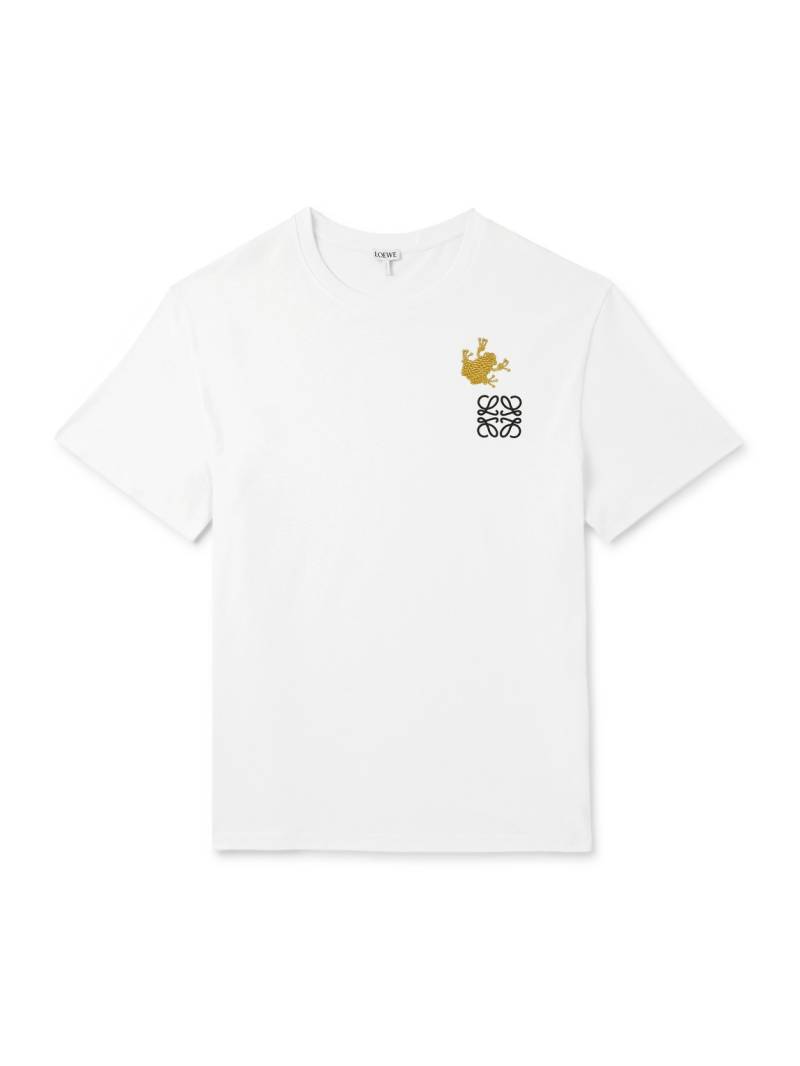 LOEWE - Logo-Embroidered Appliquéd Stretch-Cotton Jersey T-Shirt - Men - White - XXL von LOEWE