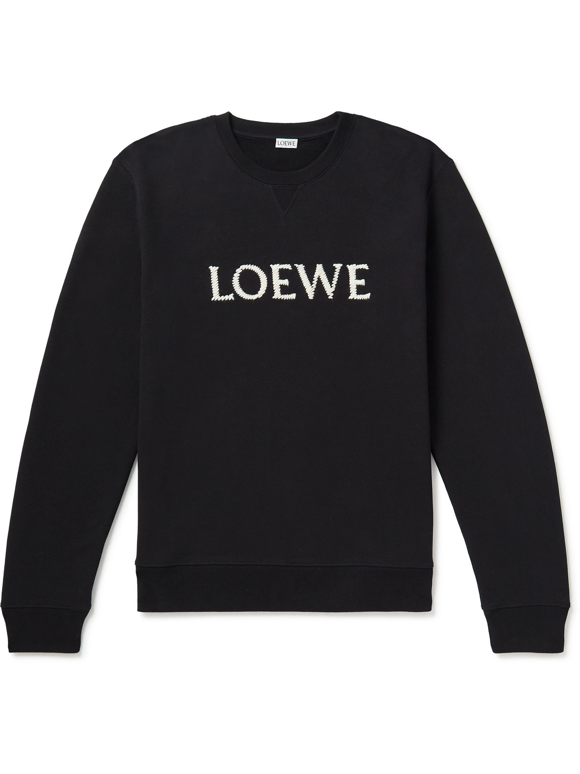 LOEWE - Logo-Embroidered Cotton-Jersey Sweatshirt - Men - Black - M von LOEWE