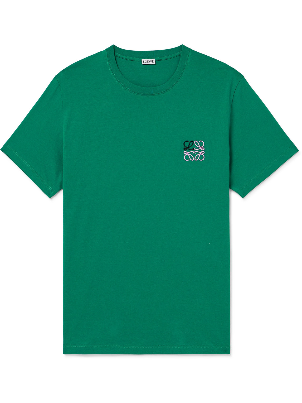 LOEWE - Logo-Embroidered Cotton-Jersey T-Shirt - Men - Green - XS von LOEWE