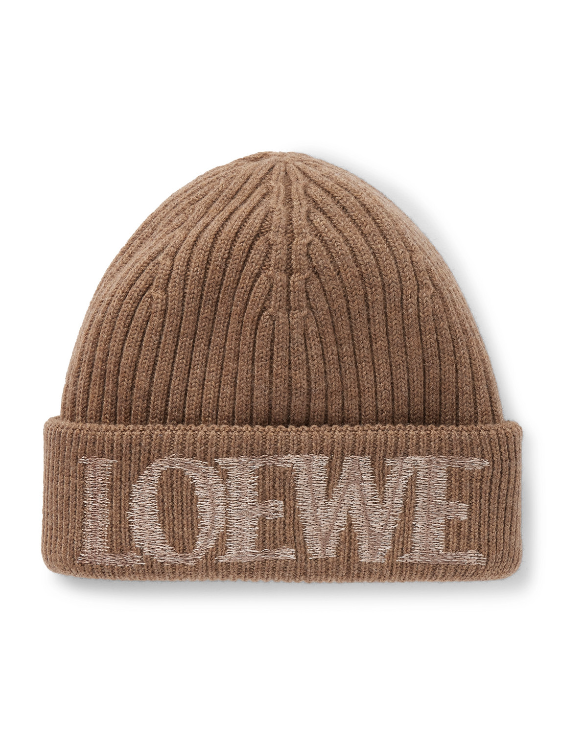 LOEWE - Logo-Embroidered Ribbed Wool Beanie - Men - Neutrals von LOEWE