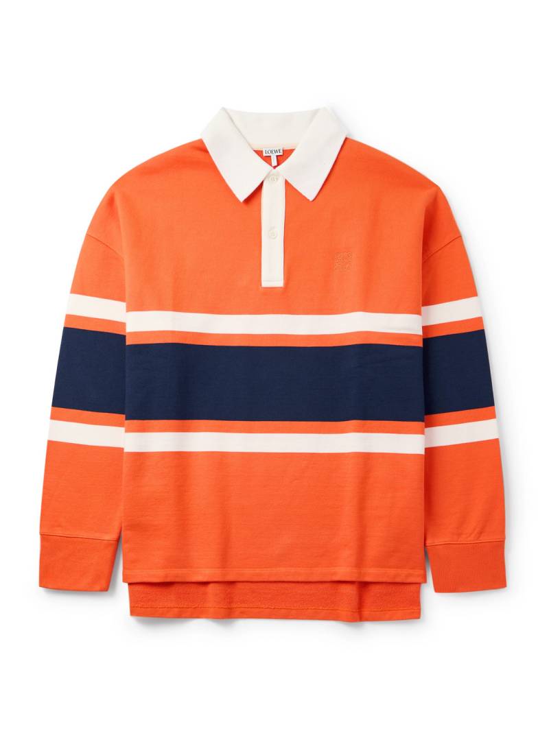 LOEWE - Logo-Embroidered Striped Cotton Polo Shirt - Men - Orange - XXL von LOEWE