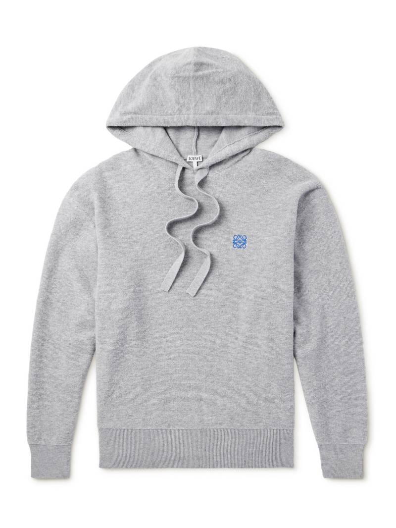 LOEWE - Logo-Embroidered Wool Hoodie - Men - Gray - M von LOEWE