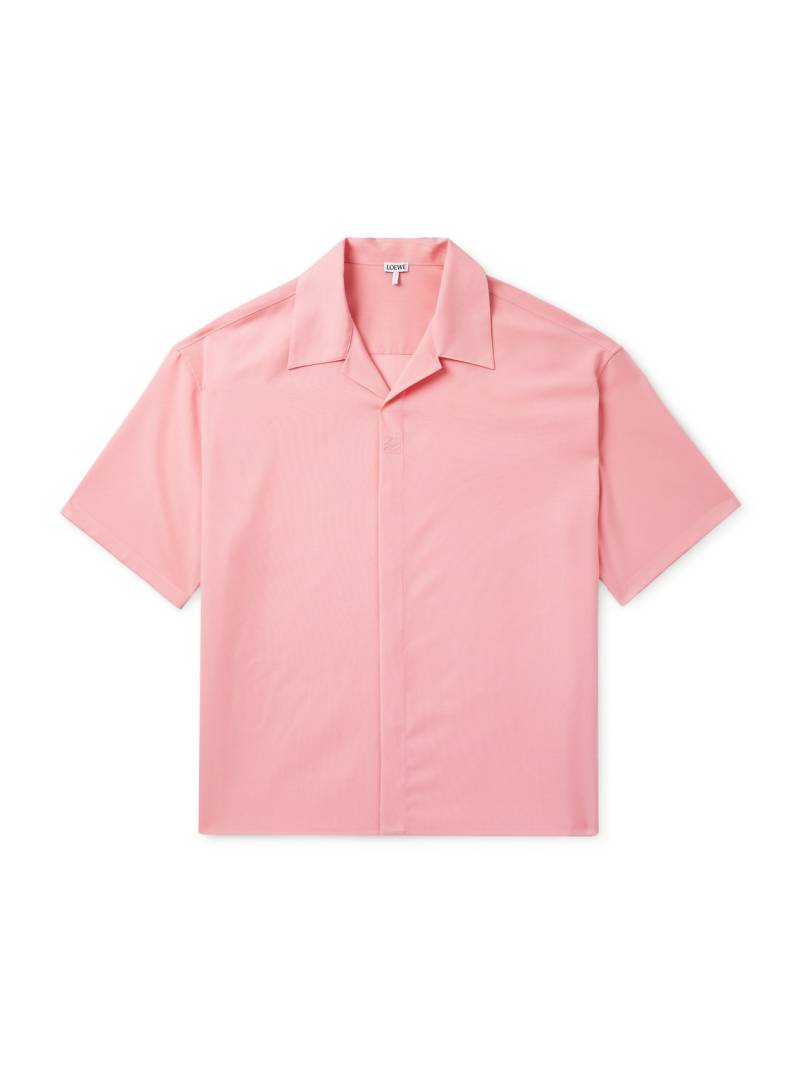 LOEWE - Oversized Camp-Collar Logo-Embroidered Wool Shirt - Men - Pink - EU 39 von LOEWE