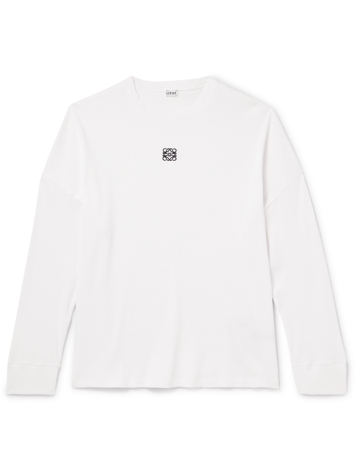 LOEWE - Oversized Logo-Embroidered Ribbed Cotton T-Shirt - Men - White - XXL von LOEWE