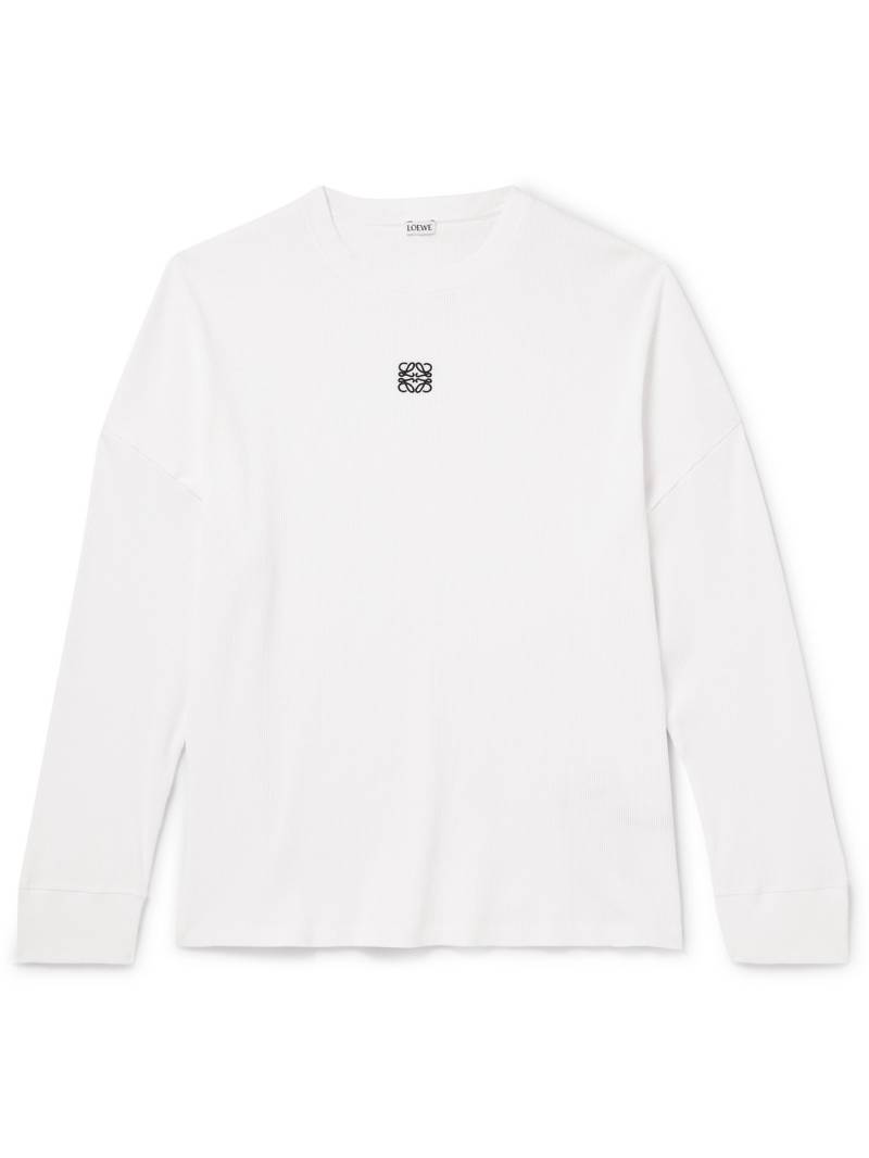 LOEWE - Oversized Logo-Embroidered Ribbed Cotton T-Shirt - Men - White - XXL von LOEWE