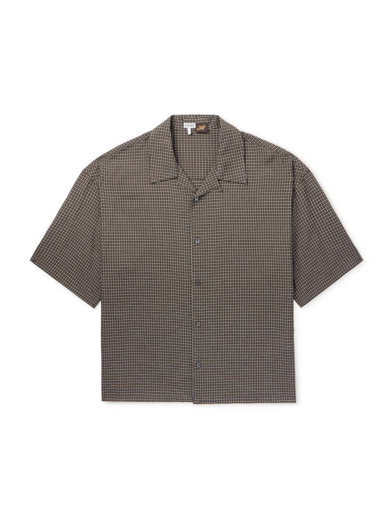 LOEWE - Paula's Ibiza Convertible-Collar Checked Linen-Blend Shirt - Men - Green - EU 39 von LOEWE