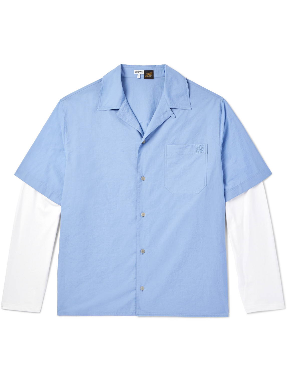 LOEWE - Paula's Ibiza Convertible-Collar Layered Cotton-Blend and Cotton-Jersey Shirt - Men - Blue - EU 41 von LOEWE