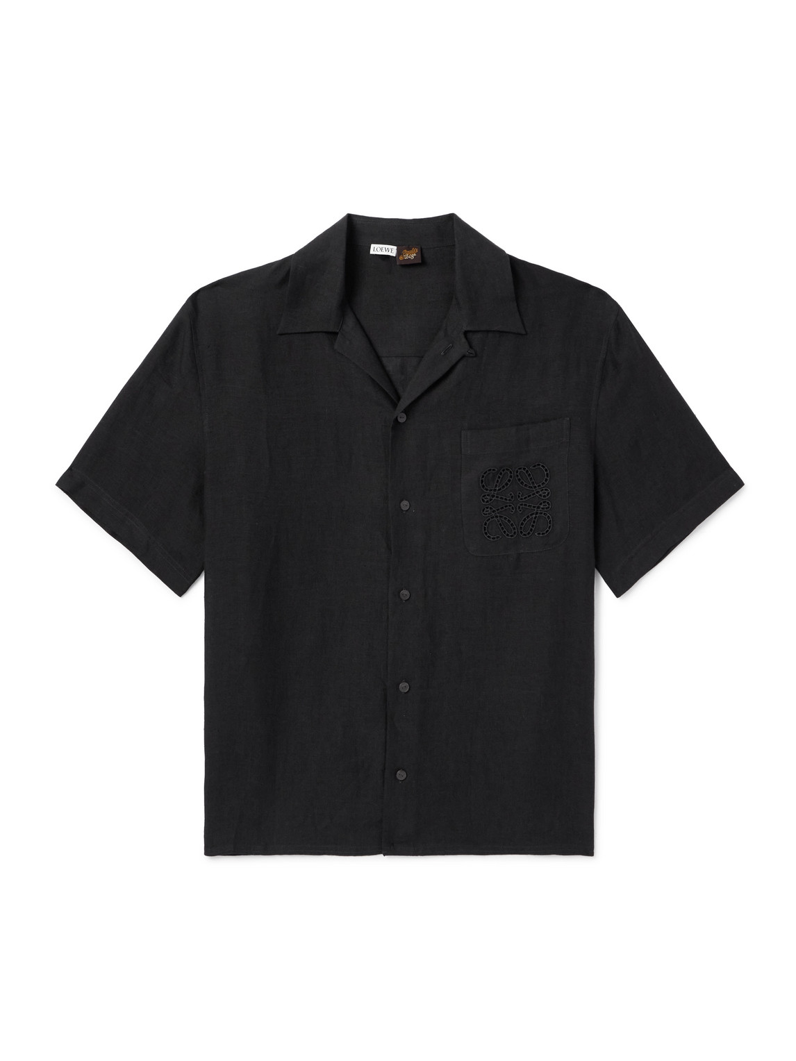 LOEWE - Paula's Ibiza Convertible-Collar Logo-Embroidered Linen Shirt - Men - Black - EU 37 von LOEWE