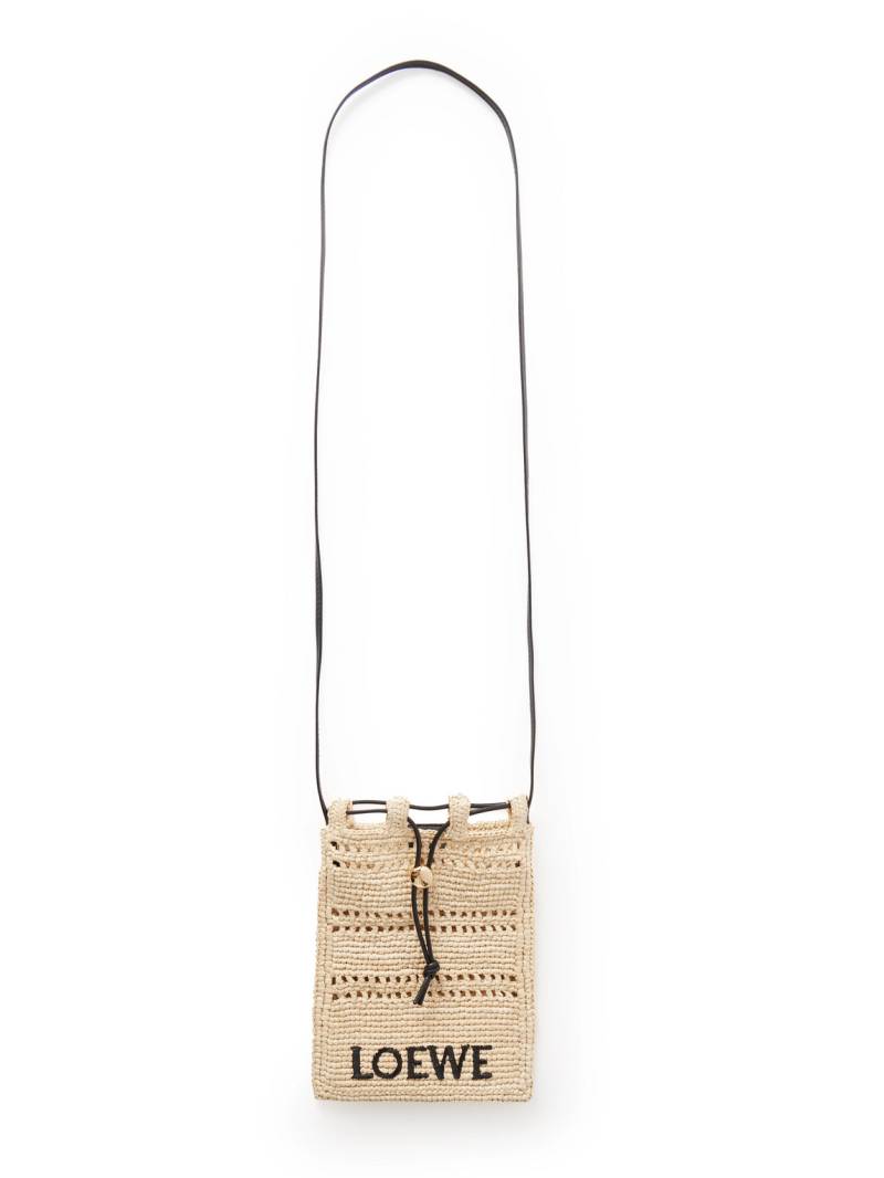 LOEWE - Paula's Ibiza Leather-Trimmed Embroidered Raffia Messenger Bag - Men - Neutrals von LOEWE