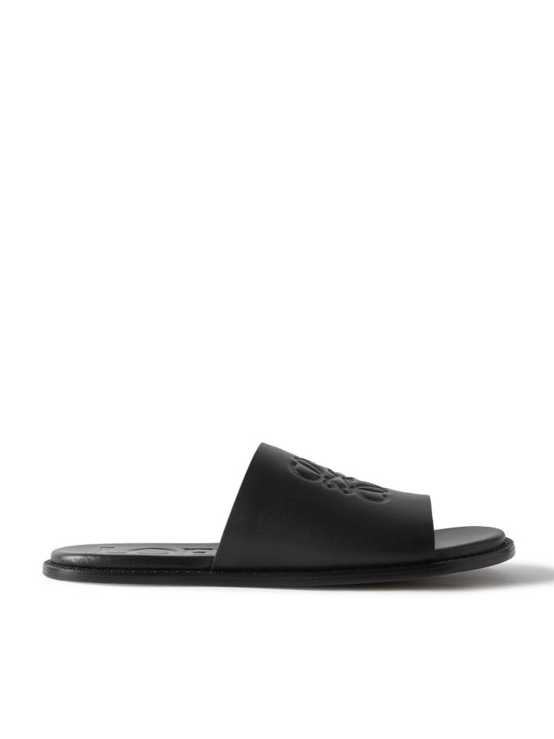 LOEWE - Paula's Ibiza Logo-Debossed Leather Slides - Men - Black - EU 41 von LOEWE