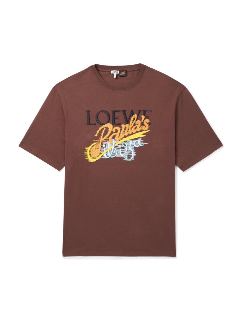 LOEWE - Paula's Ibiza Logo-Embroidered Cotton-Jersey T-Shirt - Men - Brown - XXL von LOEWE